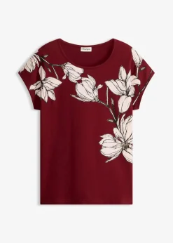 bonprix Shirts & Tops|Nachhaltigere Materialien^Shirt rubinrot/hellrosa/taupe floral
