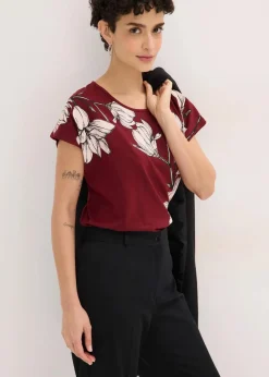 bonprix Shirts & Tops|Nachhaltigere Materialien^Shirt rubinrot/hellrosa/taupe floral