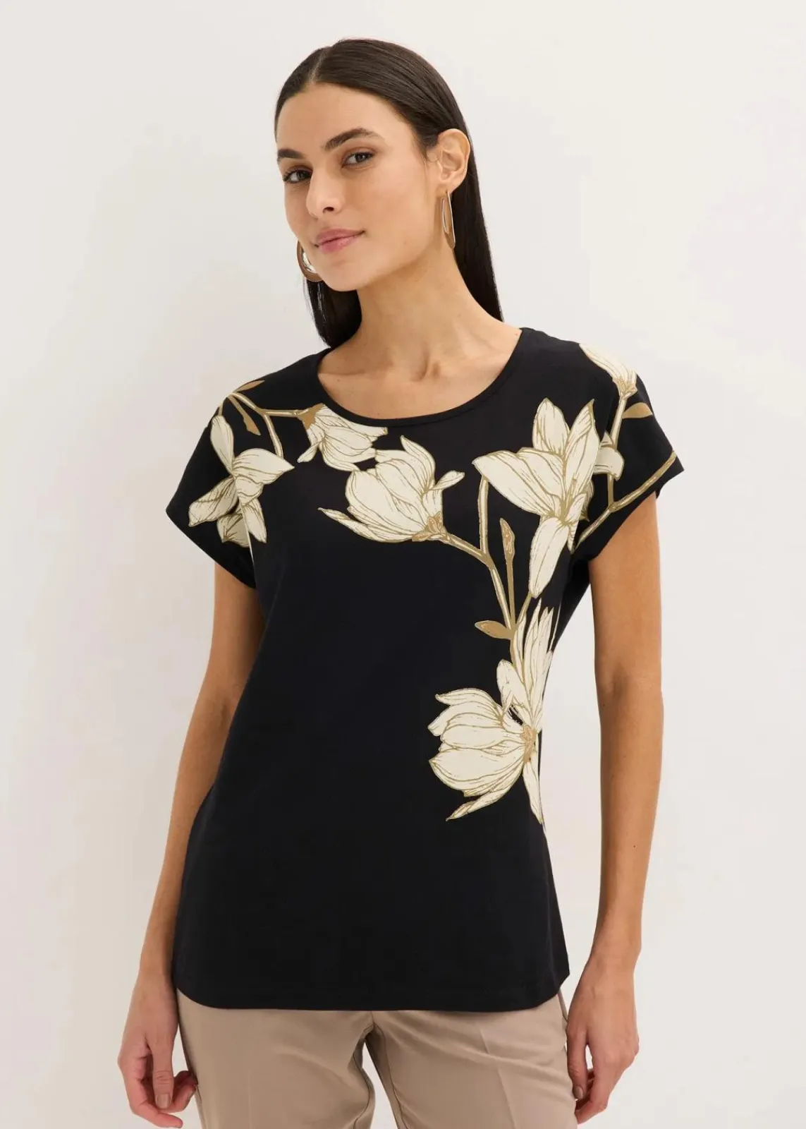 bonprix Nachhaltigere Materialien|Shirts & Tops^Shirt schwarz/hellsand/camel floral