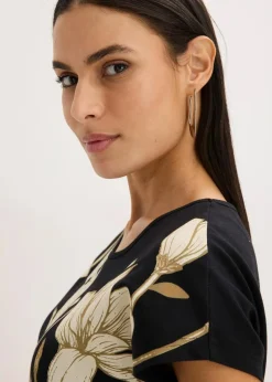 bonprix Nachhaltigere Materialien|Shirts & Tops^Shirt schwarz/hellsand/camel floral