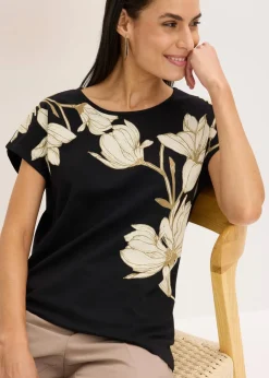 bonprix Nachhaltigere Materialien|Shirts & Tops^Shirt schwarz/hellsand/camel floral