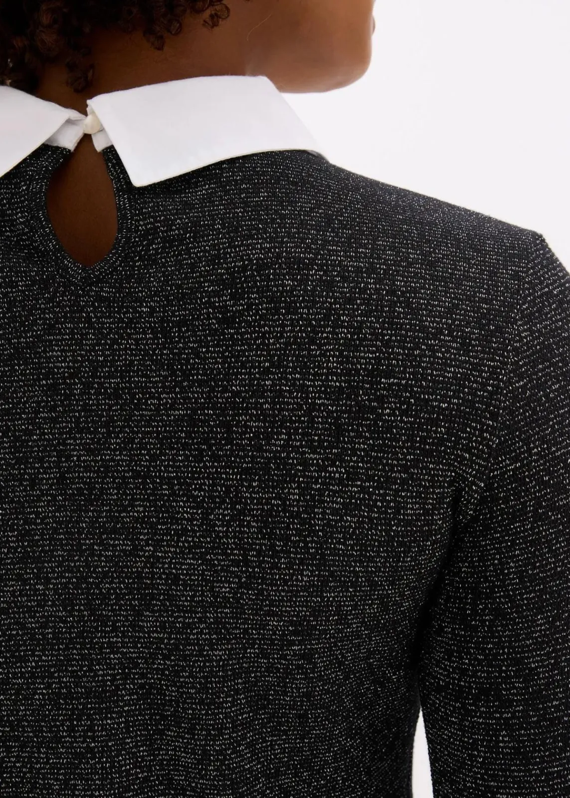 bonprix Shirts & Tops^Shirt aus Baumwoll-Mix schwarz/silber meliert