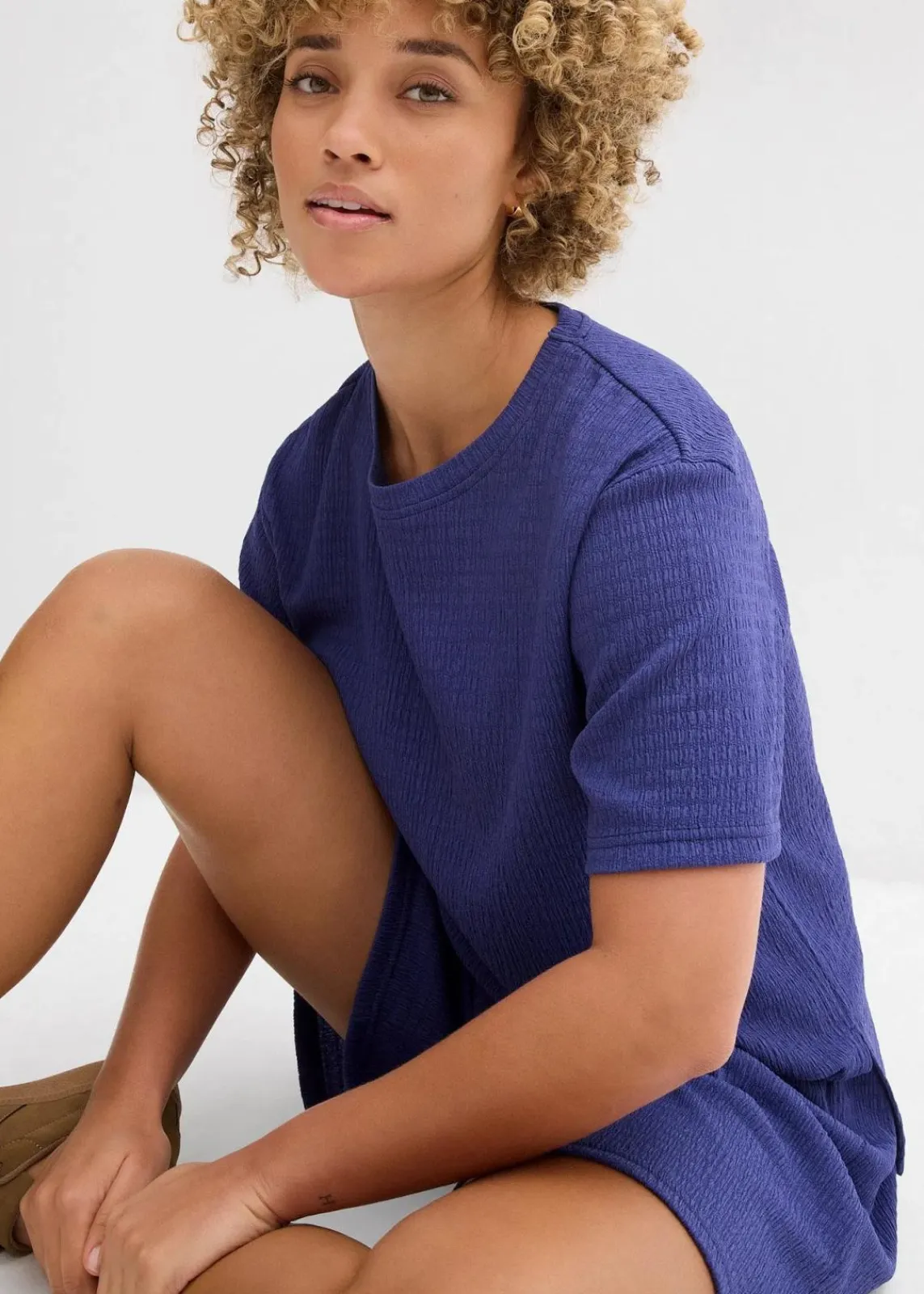bonprix Zweiteiler & Sets|Shirts & Tops^Shirt aus Borkencrepe dunkelpazifik