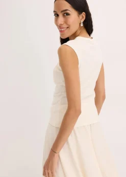 bonprix Shirts & Tops^Shirt aus elastischem Baumwoll-Mix naturbeige