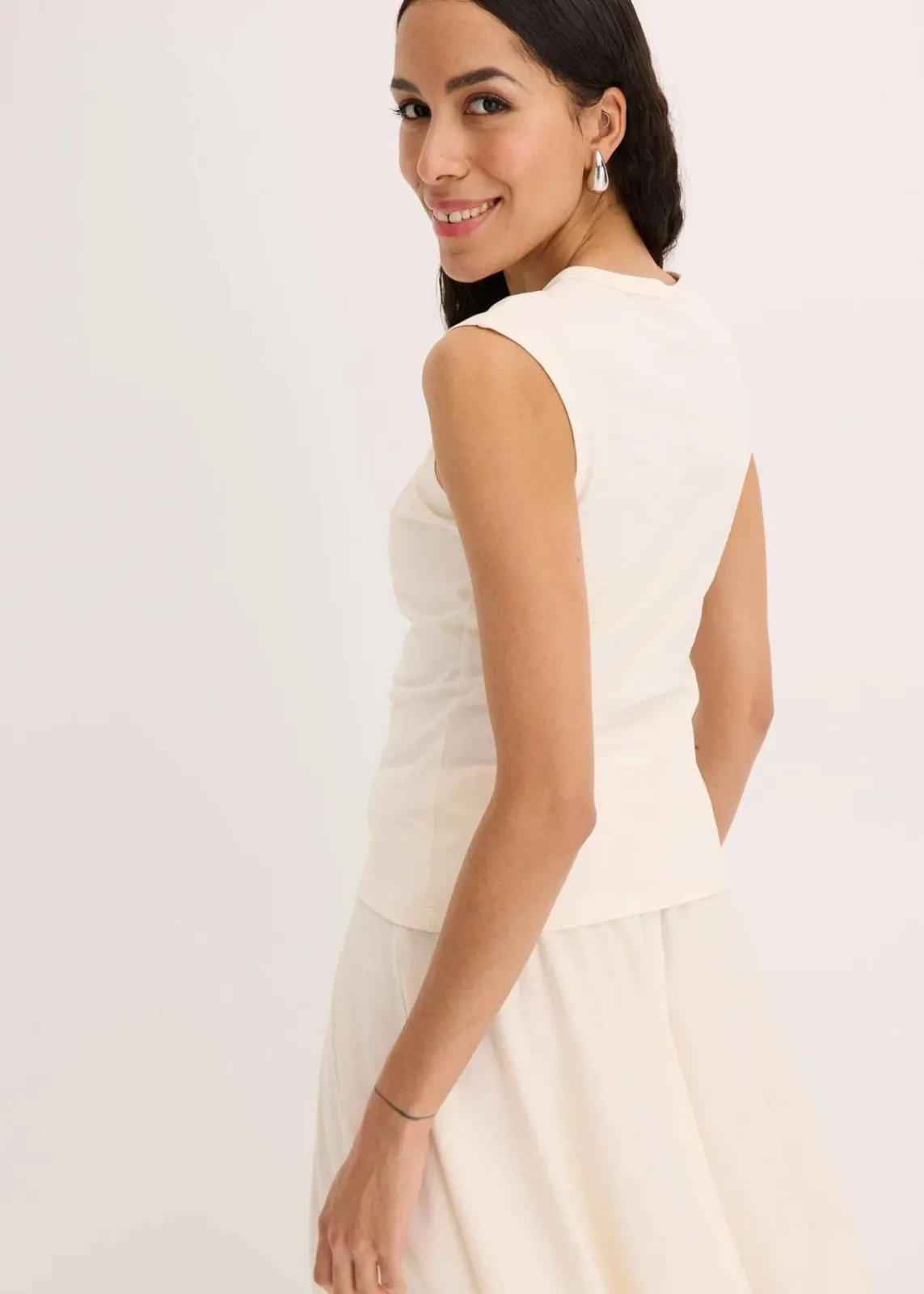 bonprix Shirts & Tops^Shirt aus elastischem Baumwoll-Mix naturbeige