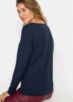 bonprix Shirts & Tops|Nachhaltigere Materialien^Shirt aus fließendem Viskose-Mix dunkelblau
