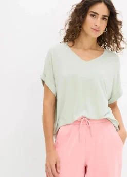 bonprix Nachhaltigere Materialien|Shirts & Tops^Shirt aus fließendem Viskose-Mix hellschilf
