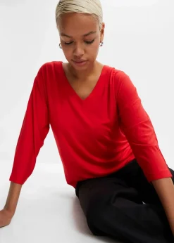 bonprix Shirts & Tops^Shirt aus fließendem Viskose-Mix erdbeere