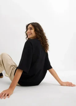 bonprix Nachhaltigere Materialien|Shirts & Tops^Shirt aus fließendem Viskose-Mix schwarz