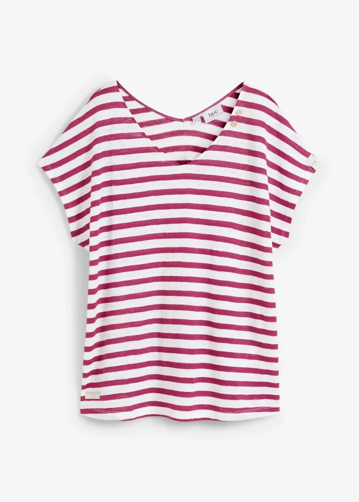 bonprix Premium|Shirts & Tops^Shirt aus reinem Leinen mit Fledermausärmeln violett/weiß gestreift