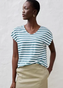 bonprix Shirts & Tops|Premium^Shirt aus reinem Leinen mit Fledermausärmeln pfeffergrün/weiß gestreift