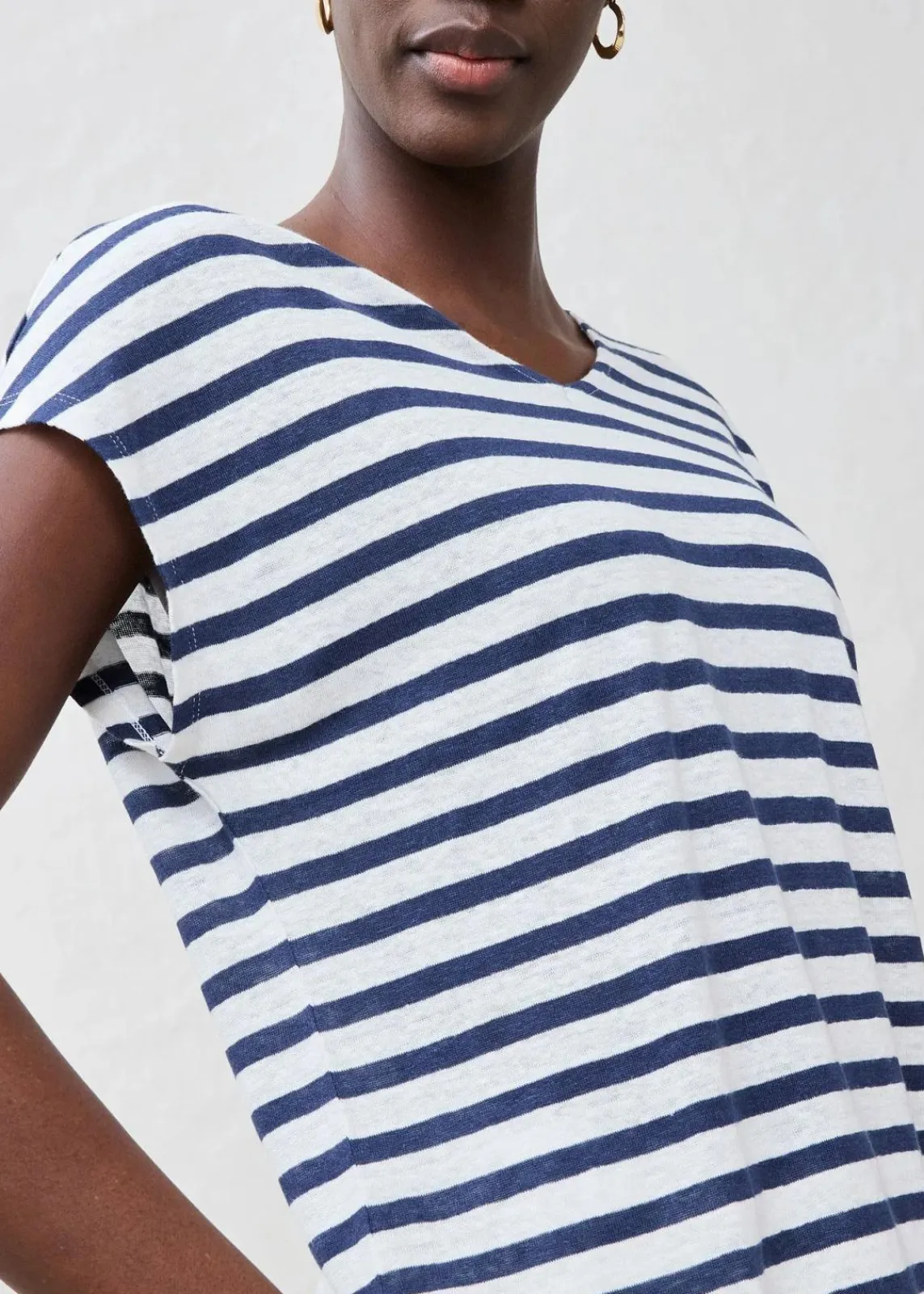 bonprix Shirts & Tops|Premium^Shirt aus reinem Leinen mit Fledermausärmeln dunkelblau/weiß gestreift