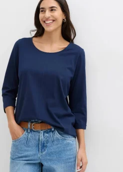bonprix Nachhaltigere Materialien|Shirts & Tops^Shirt aus reiner Baumwolle dunkelblau