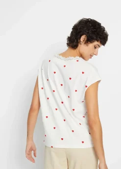 bonprix Shirts & Tops^Shirt aus reiner Baumwolle wollweiß bedruckt