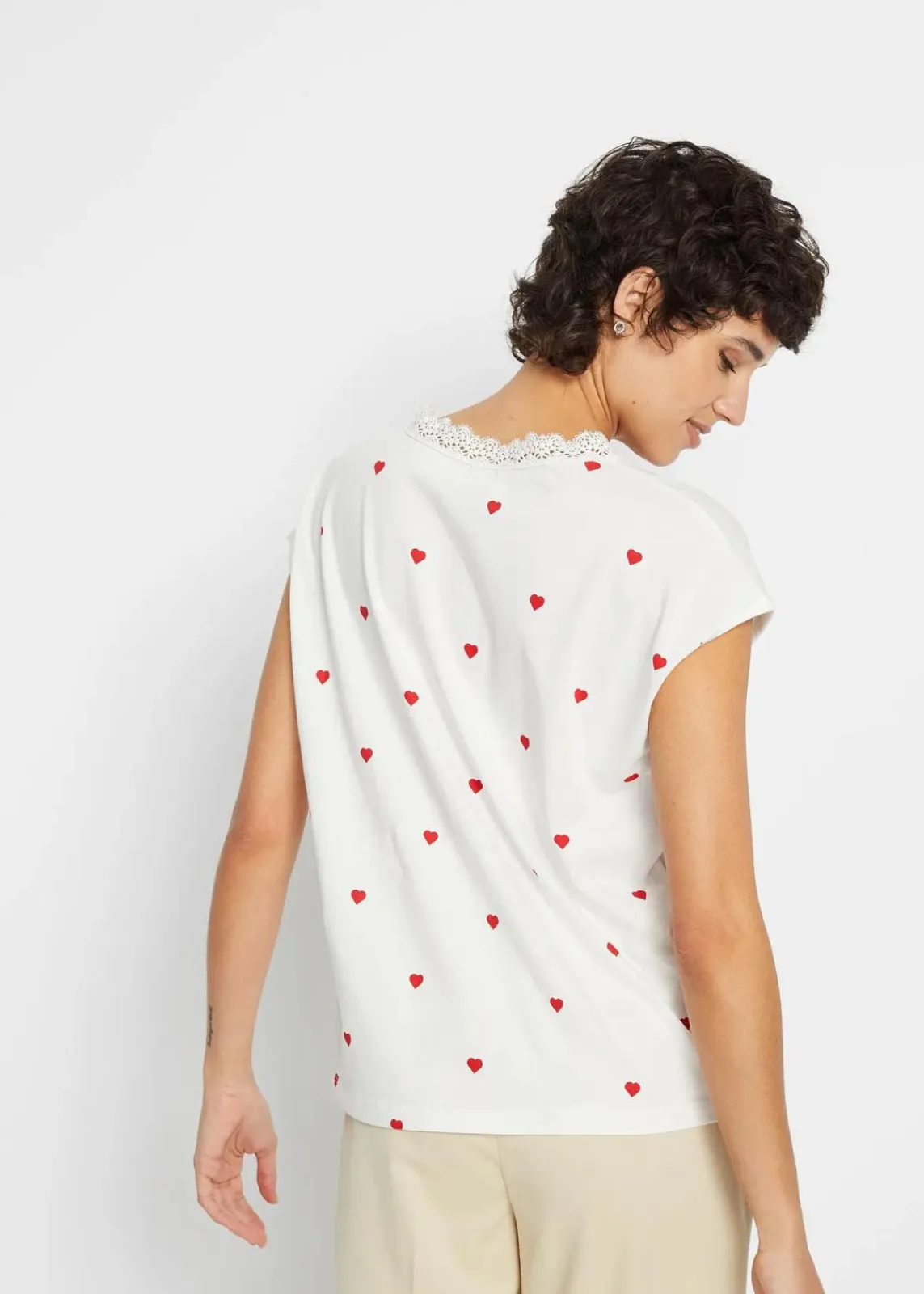bonprix Shirts & Tops^Shirt aus reiner Baumwolle wollweiß bedruckt