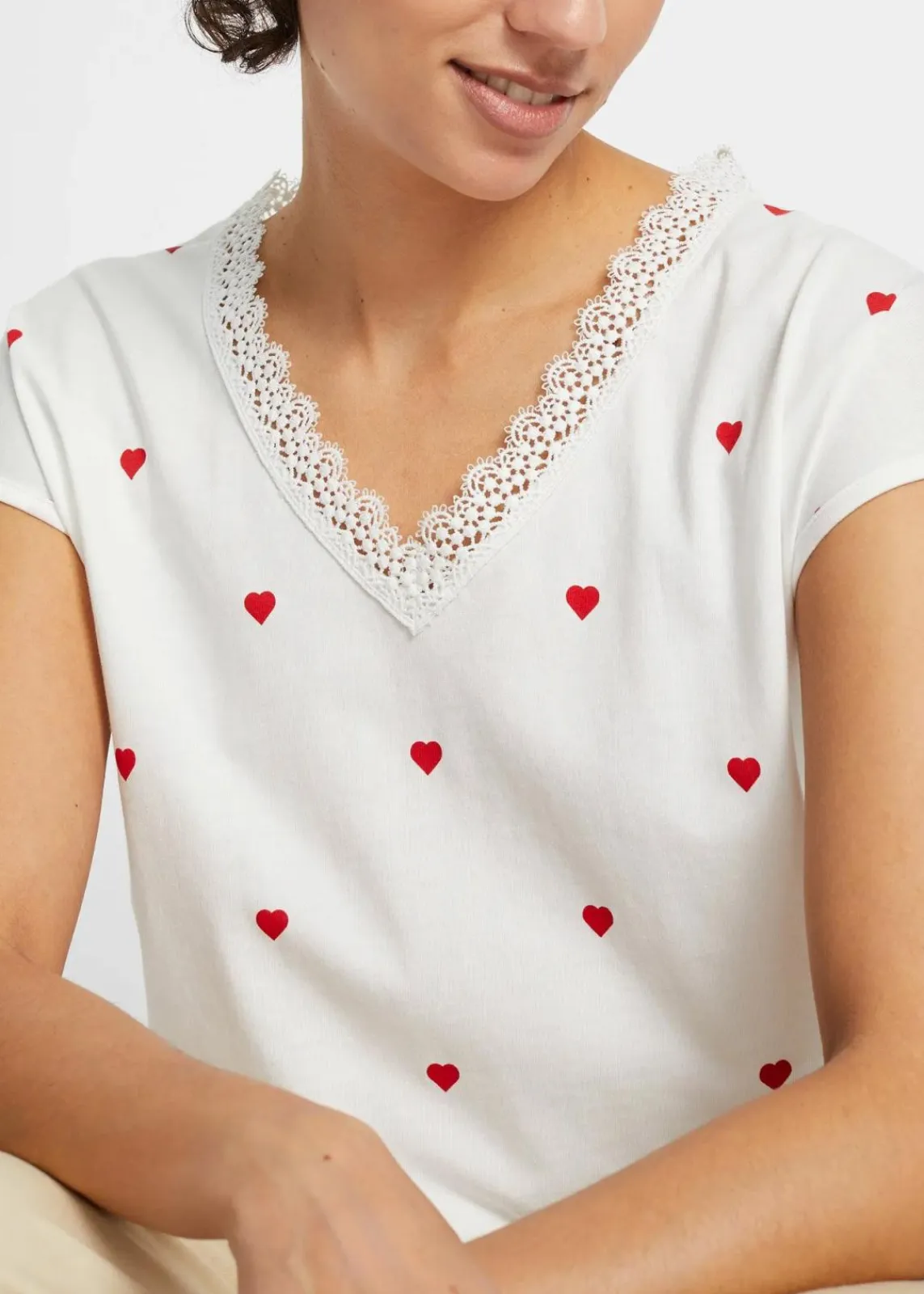 bonprix Shirts & Tops^Shirt aus reiner Baumwolle wollweiß bedruckt