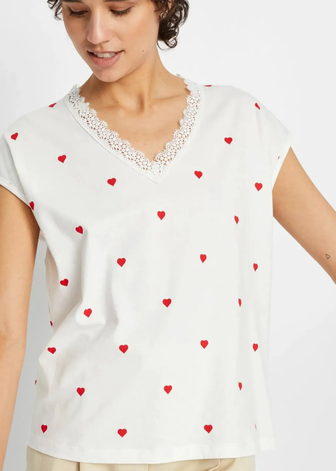 bonprix Shirts & Tops^Shirt aus reiner Baumwolle wollweiß bedruckt