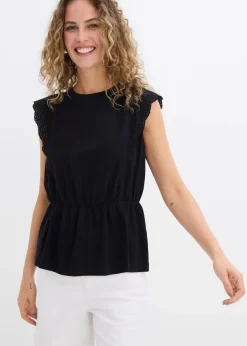 bonprix Shirts & Tops^Shirt aus reiner Baumwolle schwarz