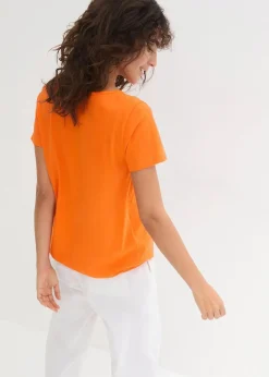 bonprix Shirts & Tops^Shirt aus reiner Baumwolle, Kurzarm warmorange