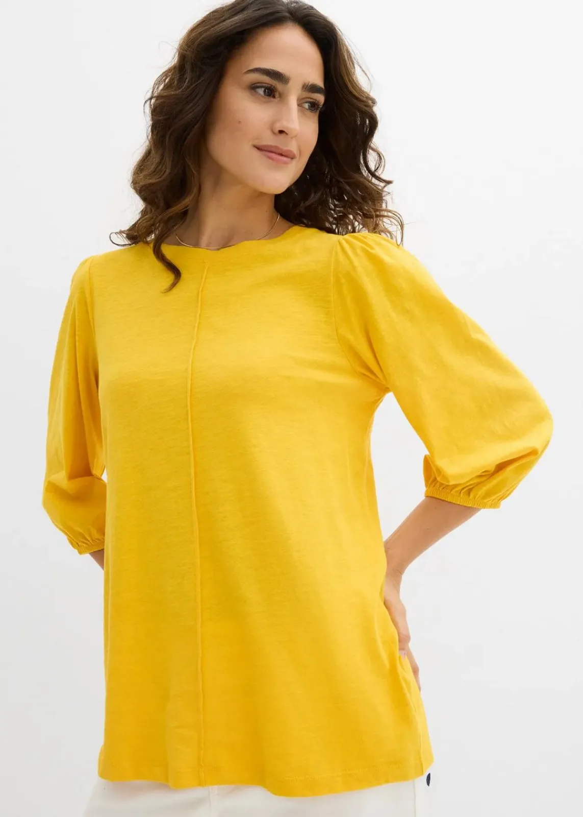 bonprix Nachhaltigere Materialien|Shirts & Tops^Shirt aus reiner Baumwolle safrangelb