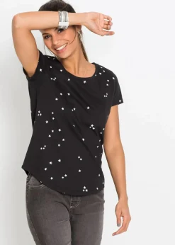 bonprix Shirts & Tops^Shirt aus reiner Baumwolle schwarz bedruckt