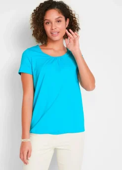 bonprix Shirts & Tops^Shirt aus reiner Baumwolle, Kurzarm karibikblau