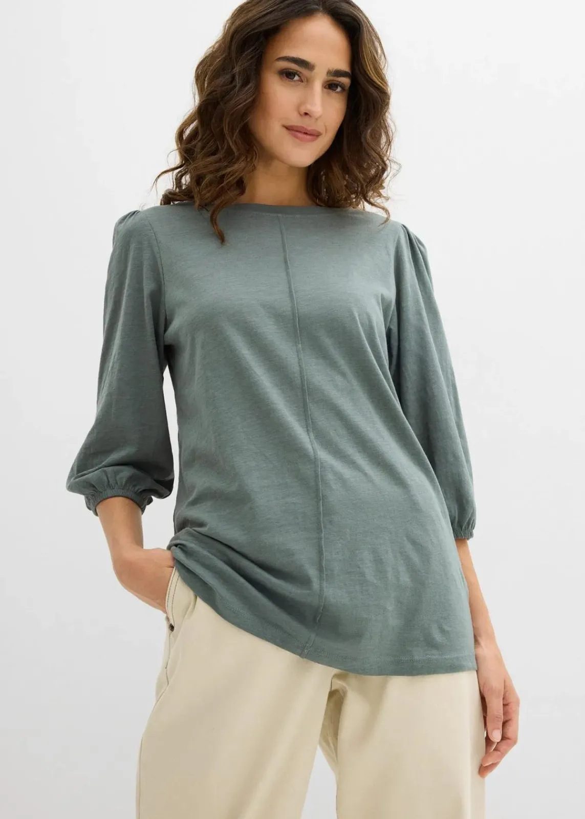 bonprix Shirts & Tops|Nachhaltigere Materialien^Shirt aus reiner Baumwolle eukalyptusgrün