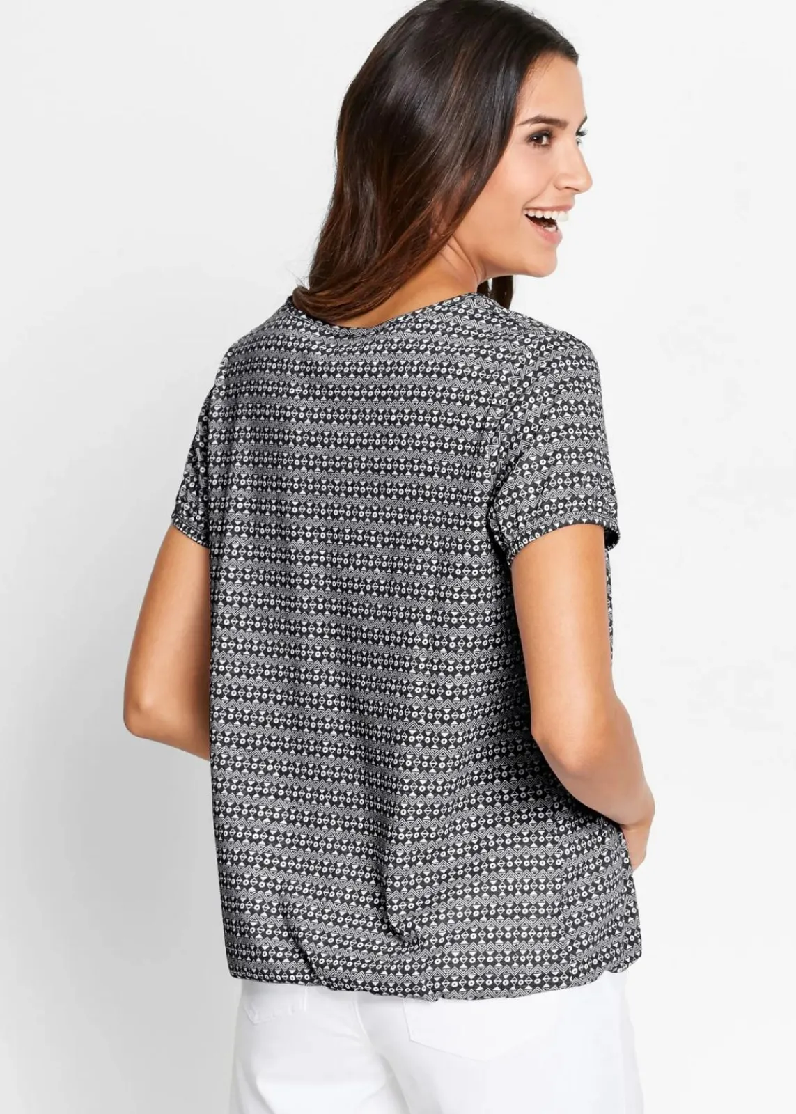 bonprix Shirts & Tops^Shirt aus reiner Baumwolle schwarz graphisch bedruckt
