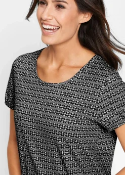 bonprix Shirts & Tops^Shirt aus reiner Baumwolle schwarz graphisch bedruckt