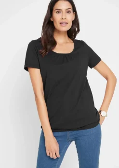 bonprix Shirts & Tops^Shirt aus reiner Baumwolle, Kurzarm schwarz