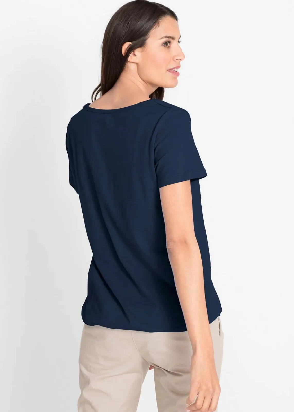 bonprix Shirts & Tops^Shirt aus reiner Baumwolle, Kurzarm dunkelblau