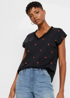 bonprix Shirts & Tops^Shirt aus reiner Baumwolle schwarz bedruckt