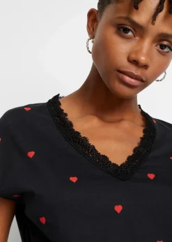 bonprix Shirts & Tops^Shirt aus reiner Baumwolle schwarz bedruckt