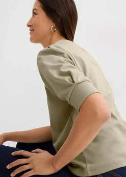 bonprix Shirts & Tops|Nachhaltigere Materialien^Shirt aus reiner Bio-Baumwolle rauchkhaki