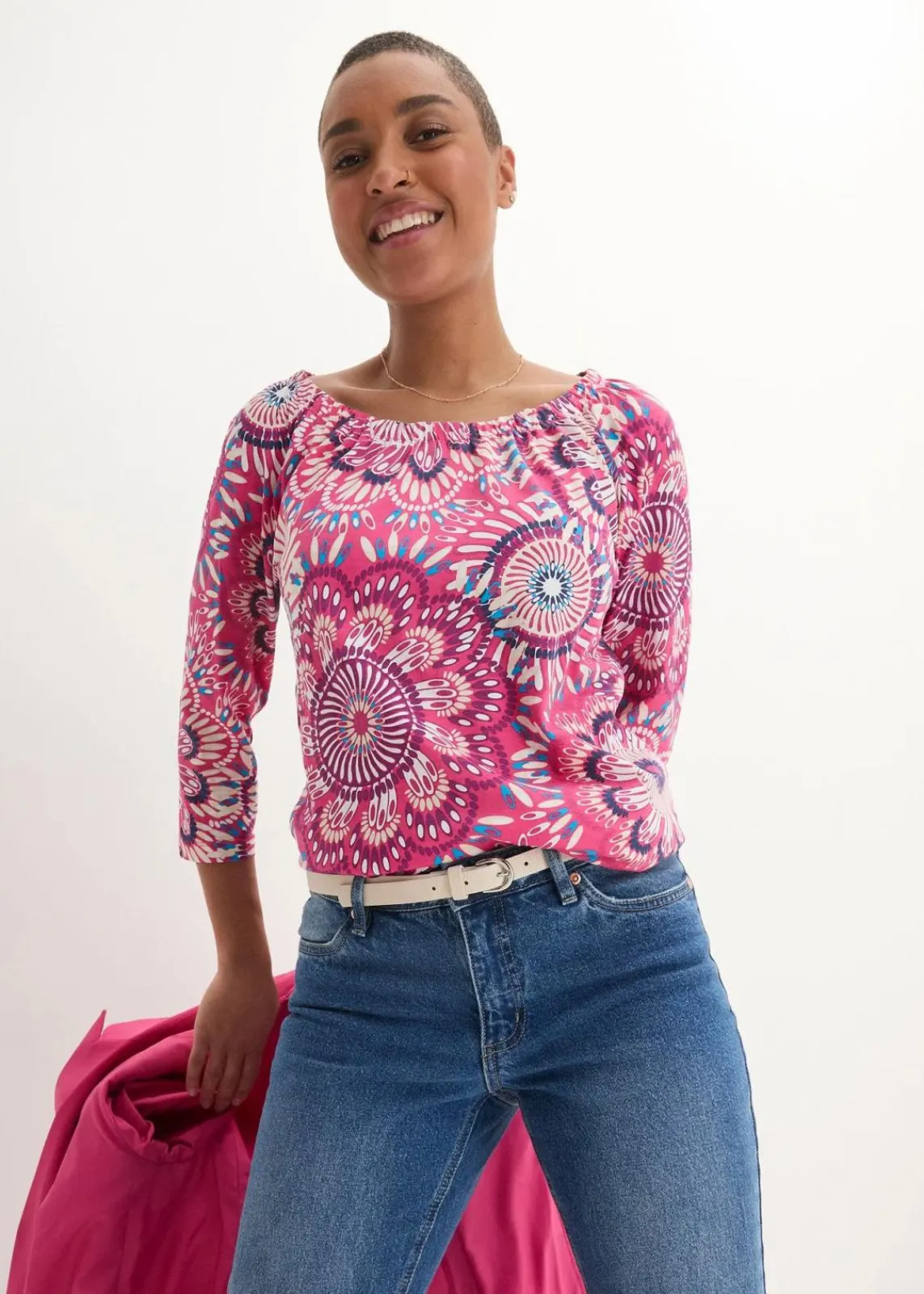bonprix Nachhaltigere Materialien|Shirts & Tops^Shirt aus reiner Bio-Baumwolle pinklady geblümt