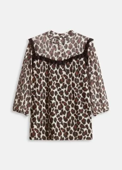bonprix Shirts & Tops^Shirt aus softem Mesh mit Spitze braun leo bedruckt