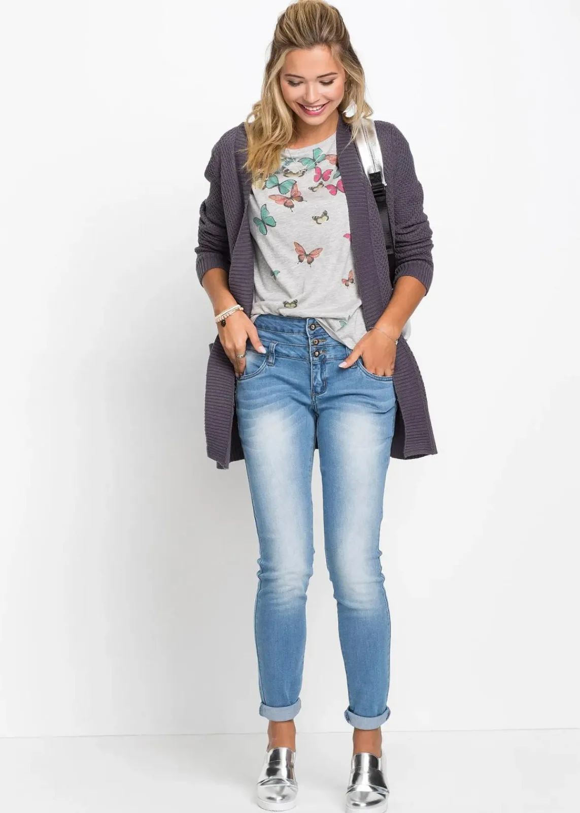 bonprix Shirts & Tops^Shirt aus softem Viskose-Mix grau meliert