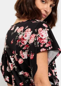 bonprix Shirts & Tops|Nachhaltigere Materialien^Shirt aus Viskose schwarz/rosa geblümt