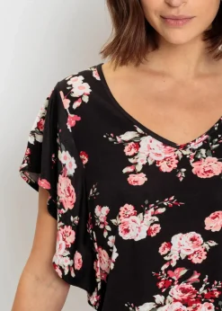 bonprix Shirts & Tops|Nachhaltigere Materialien^Shirt aus Viskose schwarz/rosa geblümt