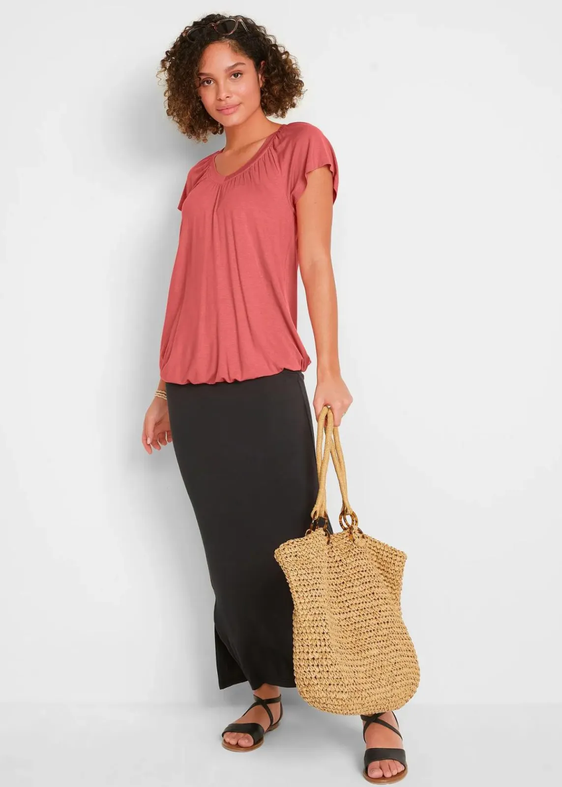 bonprix Nachhaltigere Materialien|Shirts & Tops^Shirt aus Viskose-Mix rhabarber