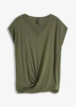 bonprix Shirts & Tops^Shirt aus Viskose-Mix schlammgrün meliert