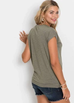 bonprix Shirts & Tops^Shirt aus Viskose-Mix schlammgrün meliert