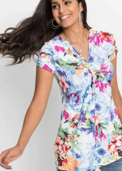 bonprix Nachhaltigere Materialien|Shirts & Tops^Shirt aus Viskose-Mix blau geblümt
