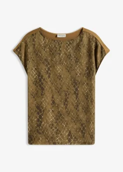 bonprix Shirts & Tops^Shirt aus Web-Mix erdoliv bedruckt