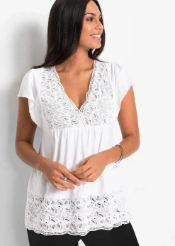 bonprix Nachhaltigere Materialien|Shirts & Tops^Shirt in Viskose-Baumwoll-Mix weiß