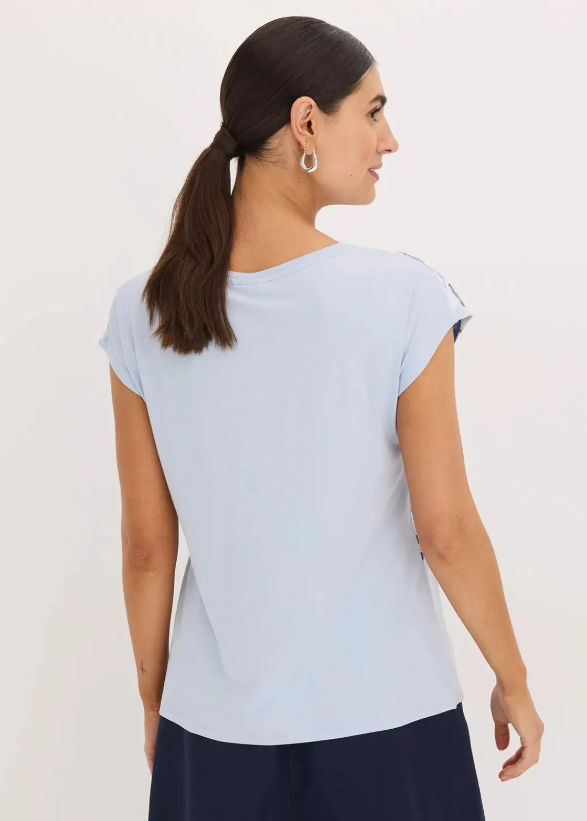 bonprix Shirts & Tops^Shirt mit überschnittenen Schultern puderblau/wollweiß/naturbeige/rauchgrau floral