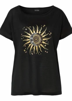 bonprix Shirts & Tops^Shirt mit Cut-Out schwarz bedruckt