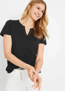 bonprix Shirts & Tops^Shirt mit dekorativem Ausschnitt schwarz
