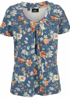 bonprix Shirts & Tops^Shirt mit Druck, kurzarm indigo geblümt