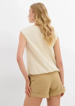 bonprix Shirts & Tops^Shirt mit elastischem Bündchen natur